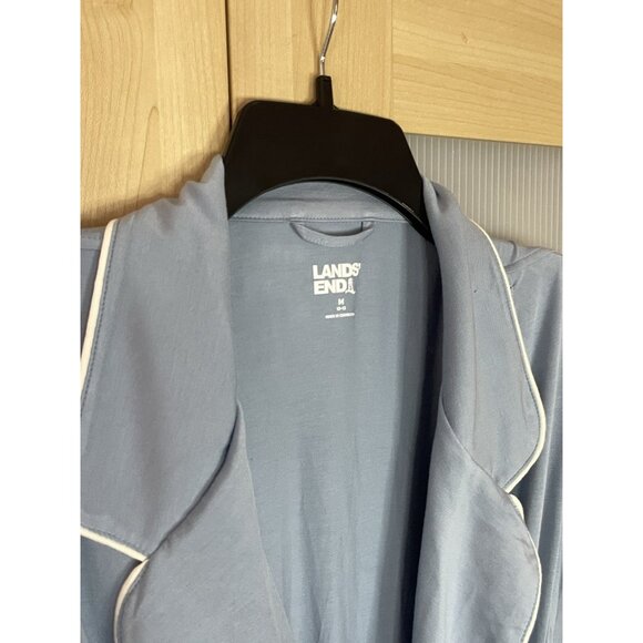 Lands End Womens Light Blue Belted Robe Sz M 10/12 Cooling Casual Sleepwear Wrap - Picture 3 of 6